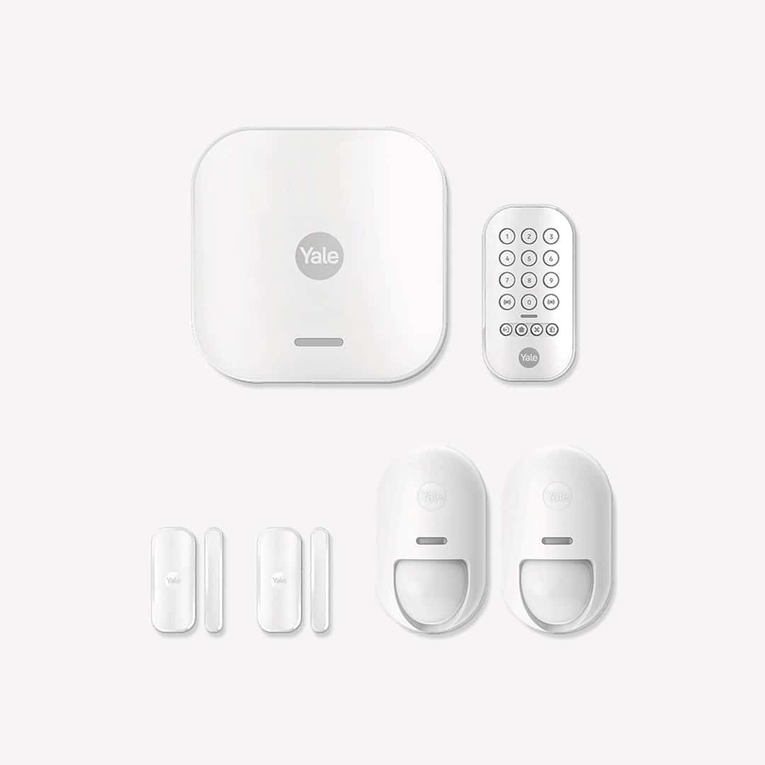 Yale Zestaw startowy inteligentnego alarmu 7 elementów - Centralka, Klawiatura, Pilot, 2x Czujnik ruchu, 2x Czujnik okno/drzwi
