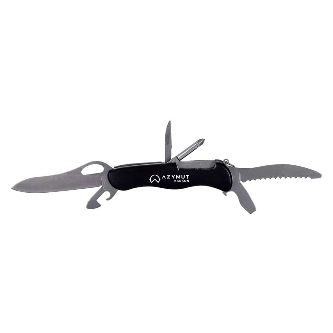 Scyzoryk AZYMUT Karkon - 9 narzędzi, 113 mm czarny