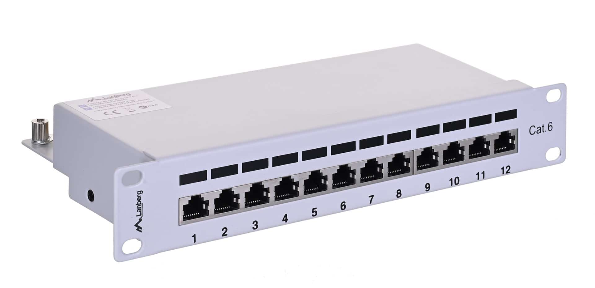 Patch panel Lanberg PPF6-9012-S, 1U, kat. 6, 12xRJ-45