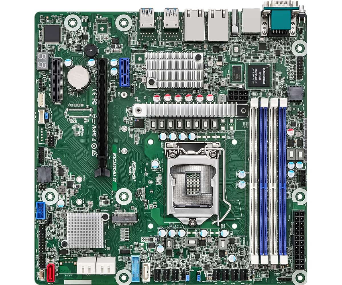Płyta główna ASRock E3C252D4U-2T 1x LGA1200 Intel Xeon E-23XX C252 (4xDIMM, SATA, 1xM.2, 2x10GbE, IPMI)