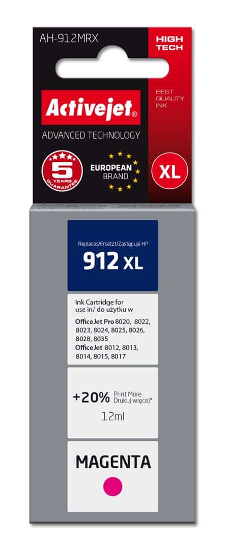 Activejet AH-912MRX Tusz, 12 ml, czerwony, kompatybilny z HP