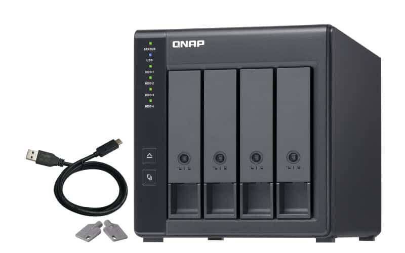 Qnap TR-004 Expansion unit ,Tower, 4x 3.5" SATA HDD, USB 3.0 type-C hardware RAID external enclosure (USB-C to USB-A cable include)