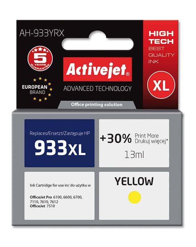 Activejet AH-933YRX Tusz, 14 ml, Żółty, kompatybilny z HP