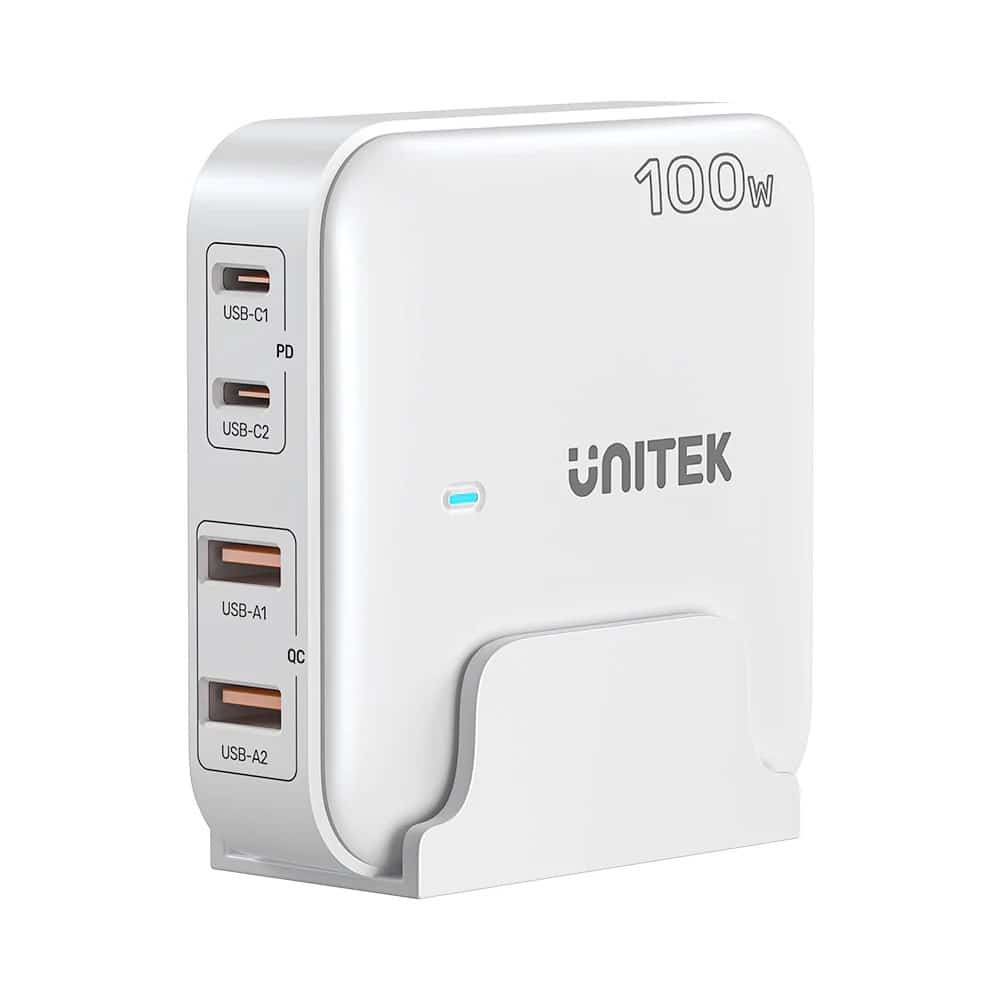 UNITEK ŁADOWARKA BIURKOWA GAN 100W 2XUSB-A 2XUSB-C BIAŁA