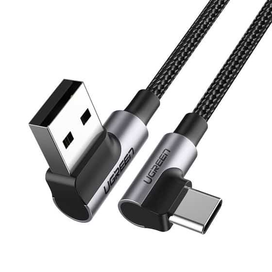 Ugreen kątowy kabel USB - USB Typ C Quick Charge 3.0 QC3.0 3 A 1m US176 (szary)