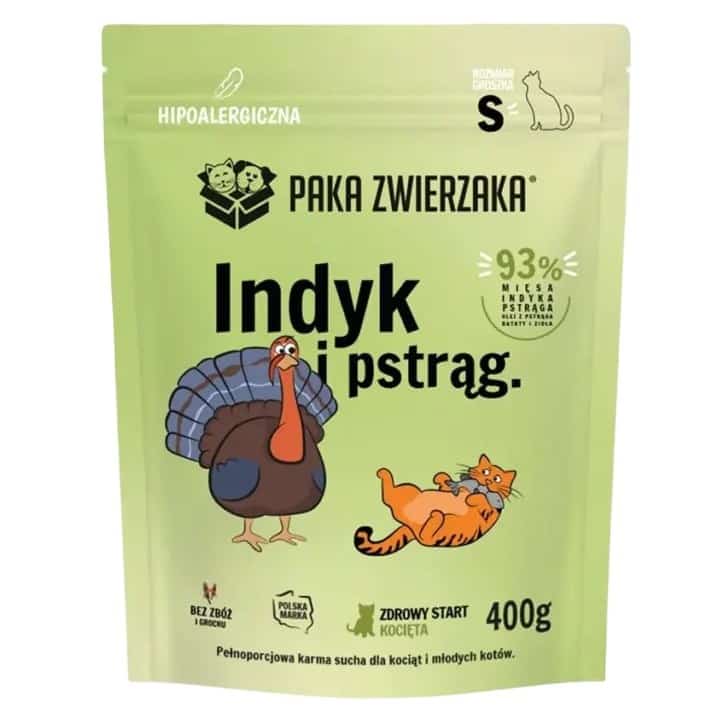 Paka Zwierzaka Indyk z pstrągiem kocięta 400g