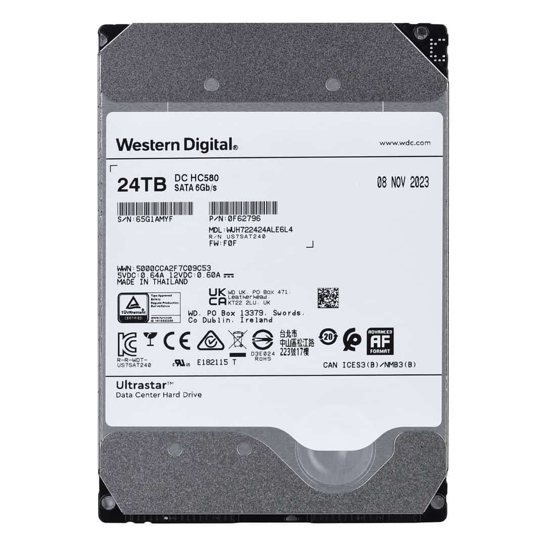 Dysk serwerowy HDD Western Digital Ultrastar DC HC580 WUH722424ALE6L4 (24 TB; 3,5"; SATA)