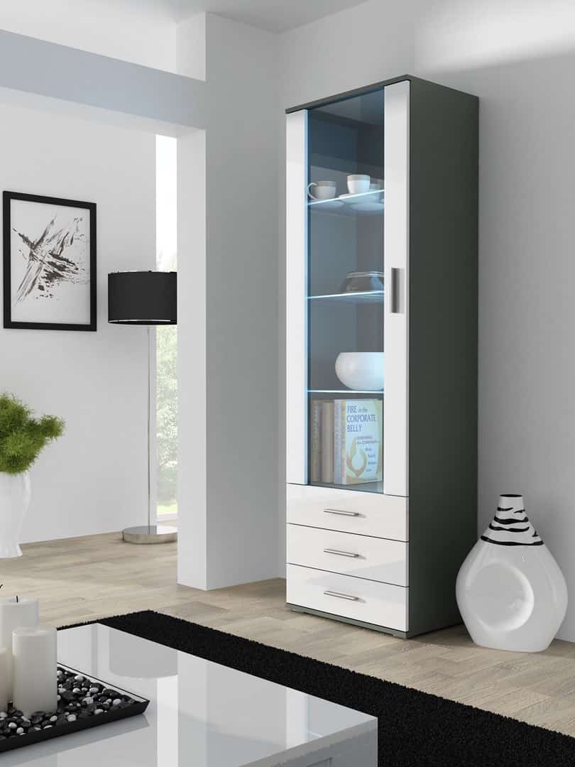 Witryna SOHO S1 szary/biały połysk