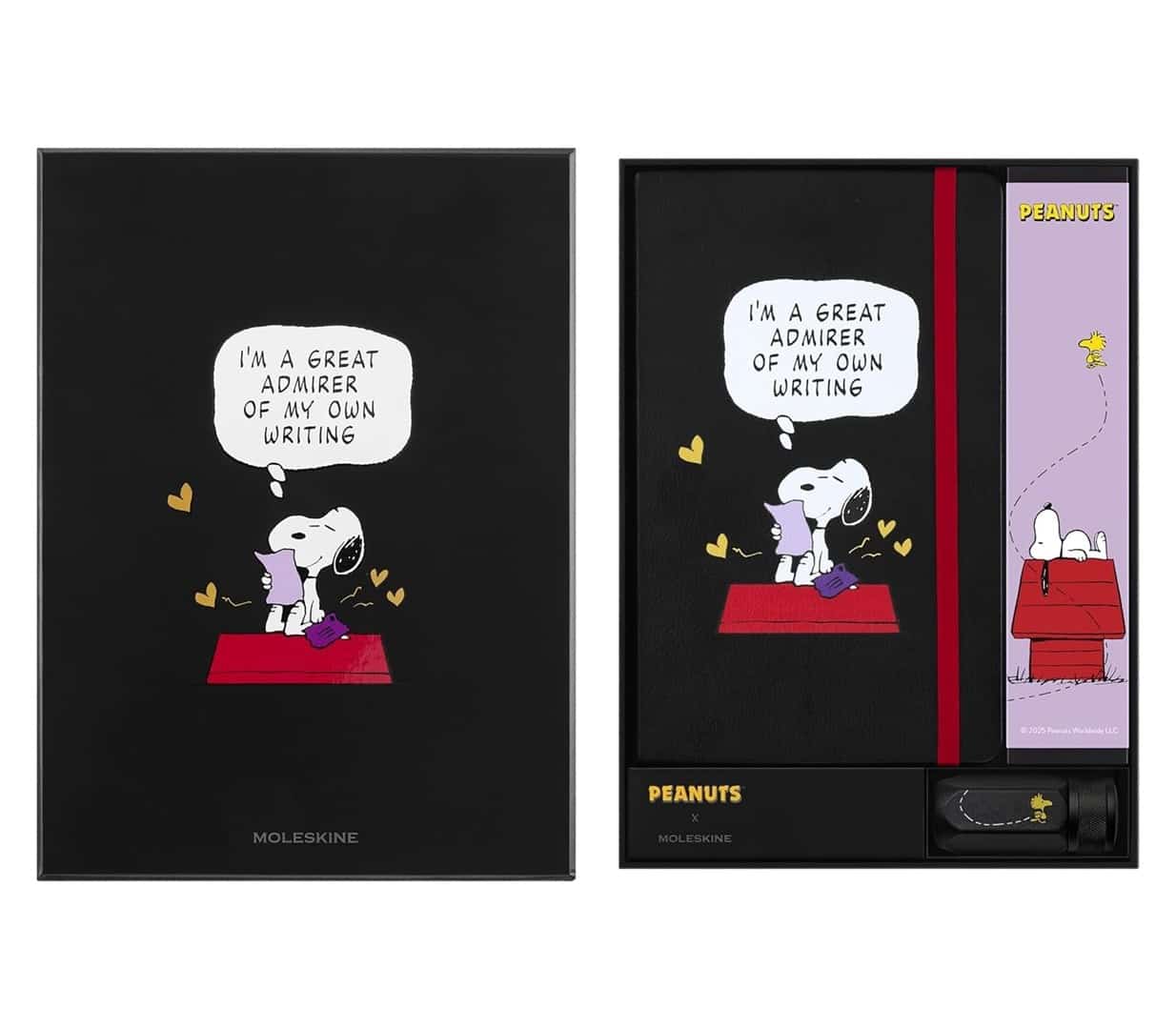 Moleskine Zestaw prezentowy Peanuts notatnik z kultową grafiką „Fistaszków” oraz 12 ołówków Blackwing z temperówką.