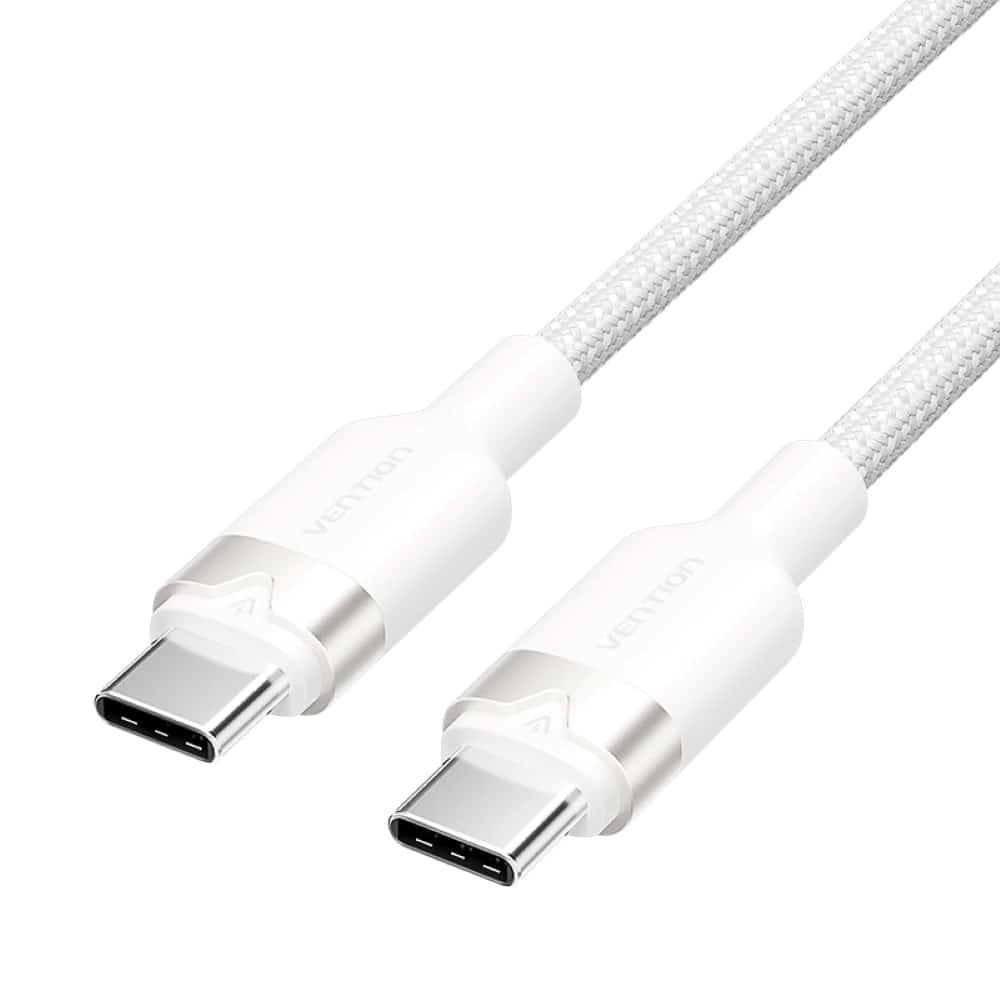 Kabel USB-C do USB-C Vention w oplocie 3A 480Mbps 60W PD 2m biały