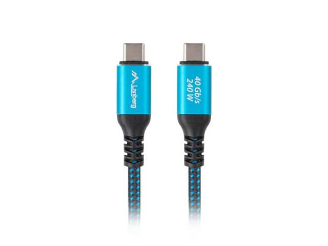 LANBERG KABEL USB-C M/M USB4 0.5M 240W 8K 60HZ CZARNO-NIEBIESKI
