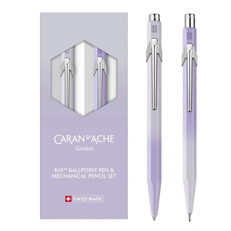 Caran d’Ache Zestaw Długopis szwajcarski 849 i ołówek mechaniczny 844, Blooming Lavender, kolor lawenda .