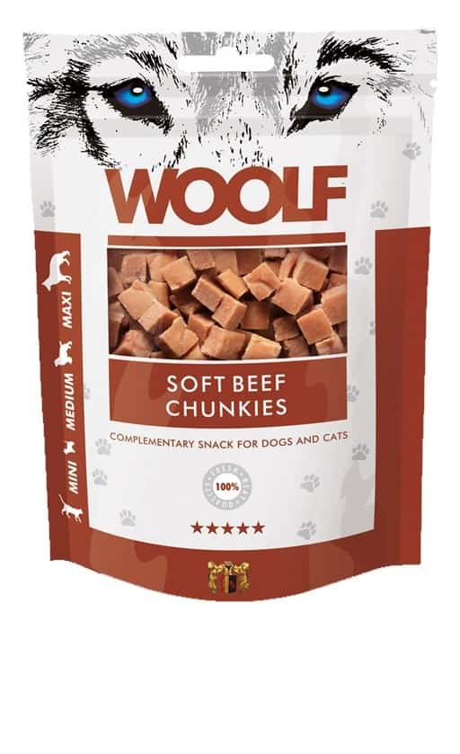 WOOLF Przysmak Soft Beef dla psa CHUNKIES