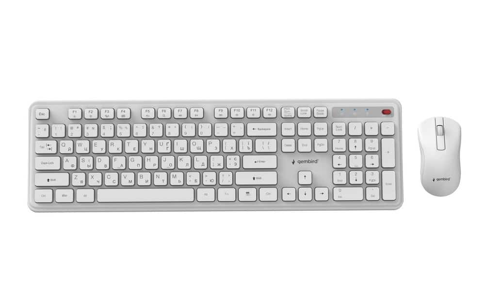GEMBIRD BEZPRZEWODOWY ZESTAW KLAWIATURY + MYSZ SLIM PRO BUSINESS NA BIURKO,BIAŁY, UKŁAD RU