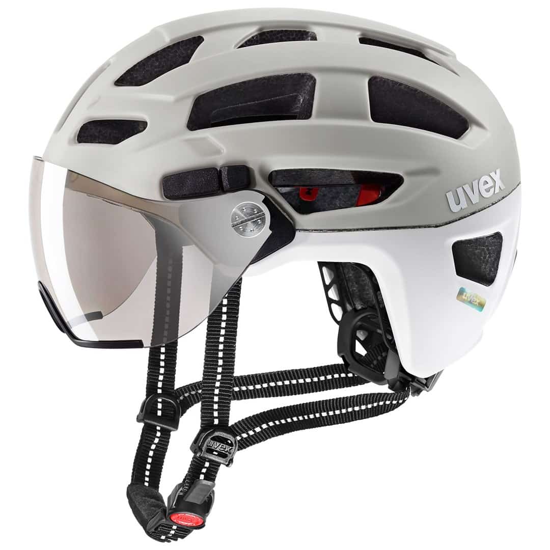 Kask rowerowy UVEX Finale visor 56-61cm, piaskowy/biały