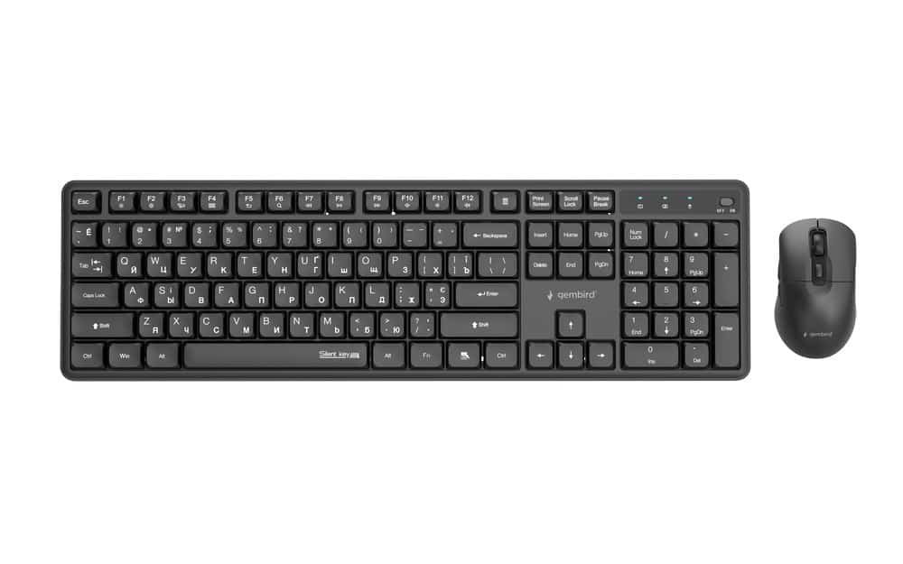 GEMBIRD BEZPRZEWODOWY ZESTAW KLAWIATURY +MYSZ SILENT KEY PRO BUSINESS, CZARNY, UKŁAD RU