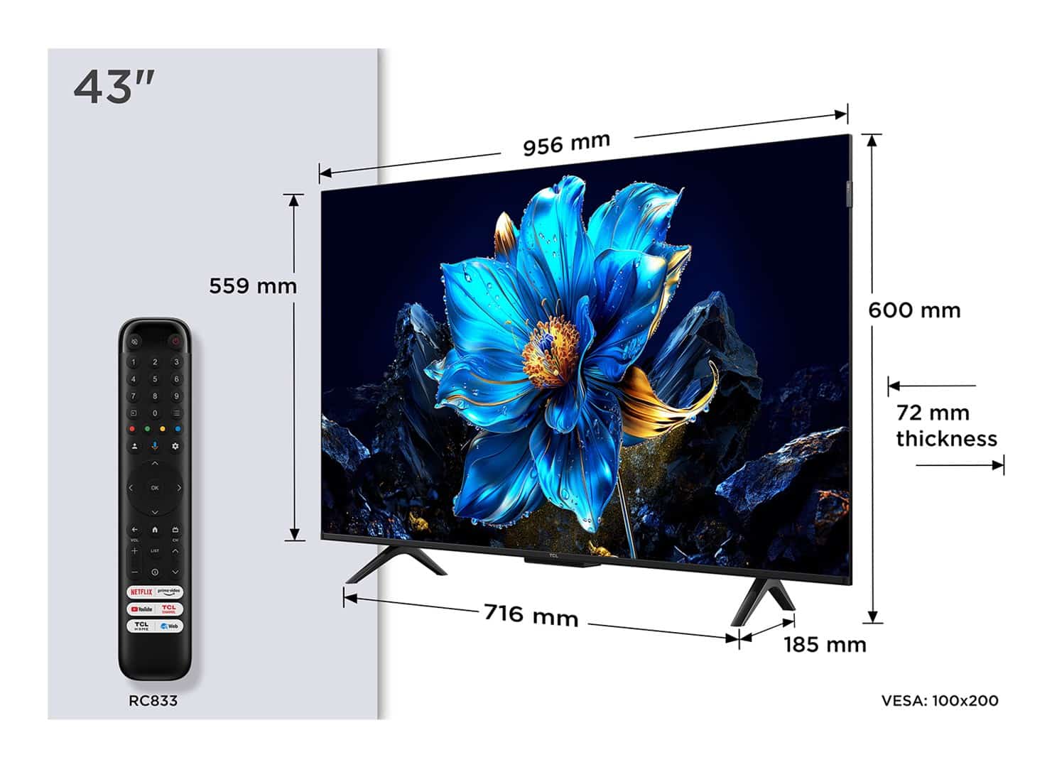 Telewizor TCL 43P79K QLED 43'' 4K Ultra HD Google TV Dolby Vision DVB-T2 Metaliczny (OUTLET)