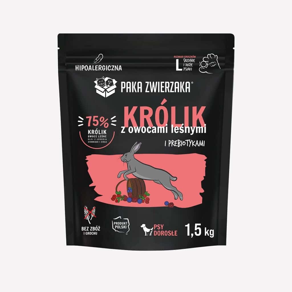 Paka Zwierzaka Królik z owocami leśnymi „L” 1,5kg