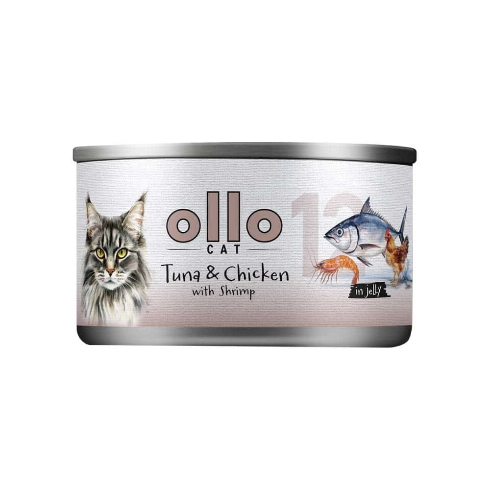 Ollo Tuna & Chicken with Shrimp in Jelly Nr 12 70g