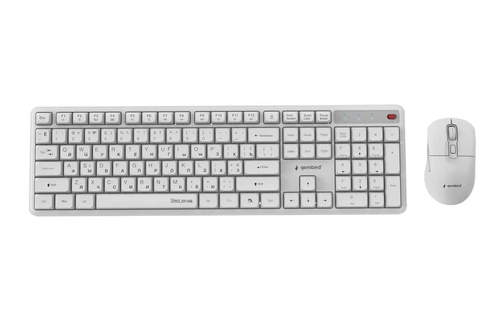 GEMBIRD BEZPRZEWODOWY ZESTAW KLAWIATURY + MYSZ SILENT KEY PRO BUSINESS, BIAŁY, UKŁAD RU