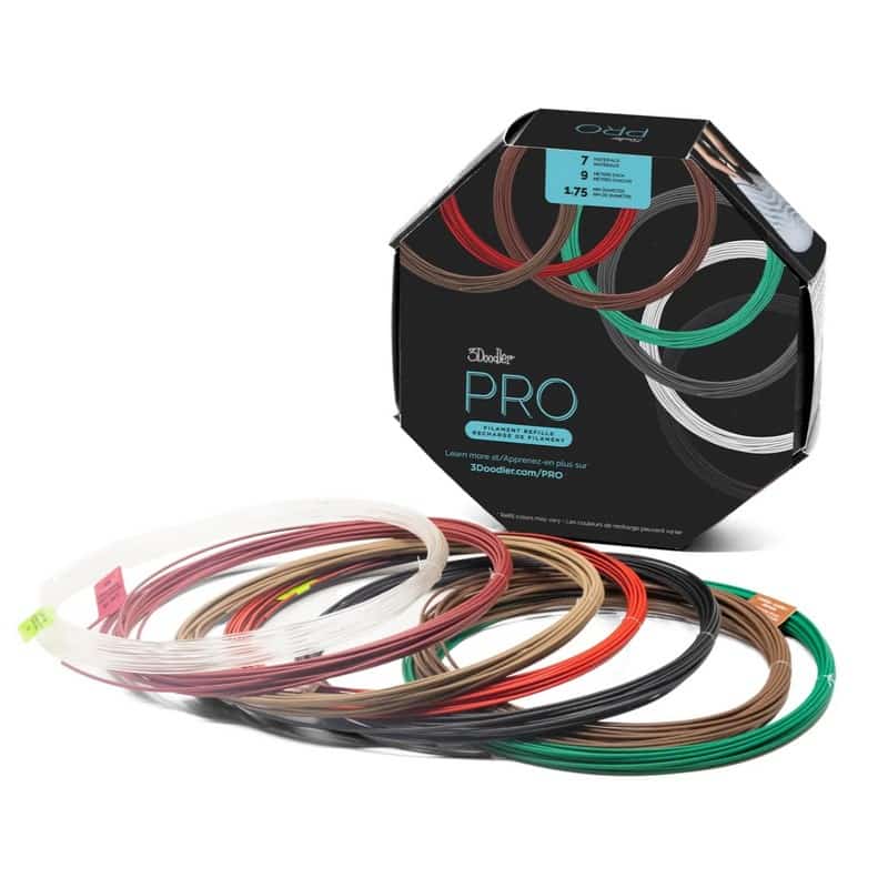 3DOODLER FILAMENTY 1,75 MM DO 3DOODLER PROIII, 7 MATERIAŁÓW, 9M KAŻDA SZPULA PRO-FILLS