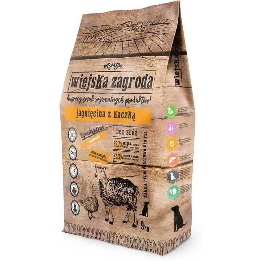 Wiejska Zagroda Jagnięcina z kaczką (dorosły) Karma sucha dla psa chrupki S 9kg