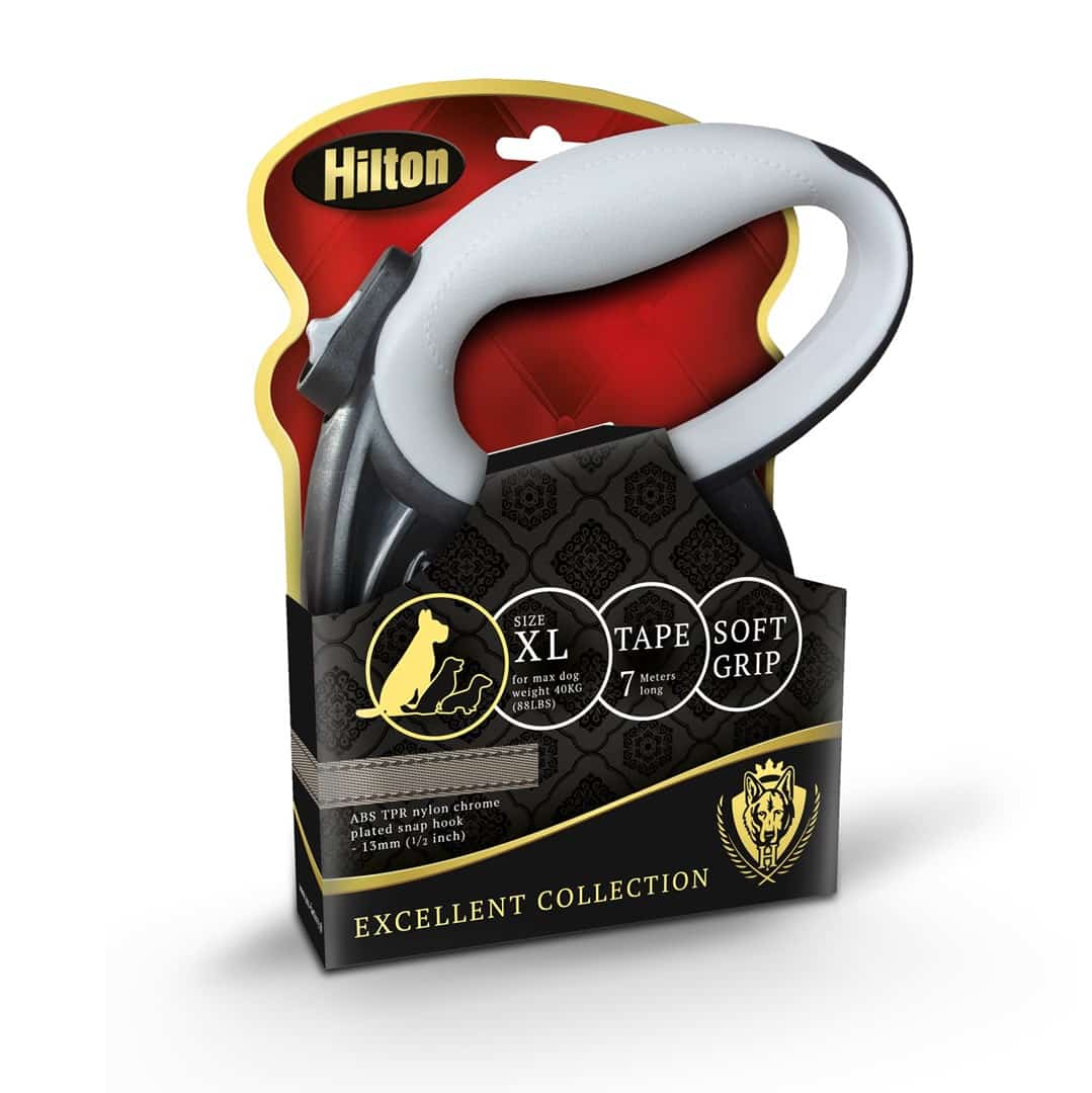 HILTON SMART DOG TAPE XL CZARNO-SZARA SMYCZ AUTOMATYCZNA 7M DLA PSA DO 40KG