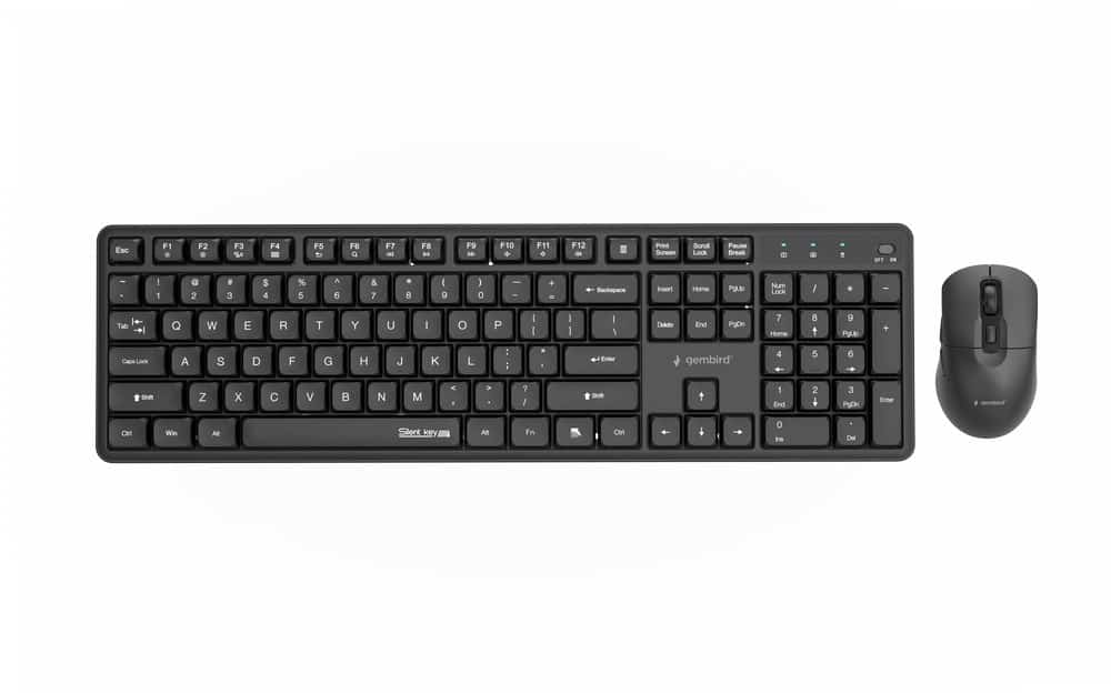 GEMBIRD BEZPRZEWODOWY ZESTAW KLAWIATURY + MYSZ SILENT KEY PRO BUSINESS, CZARNY, UKŁAD US