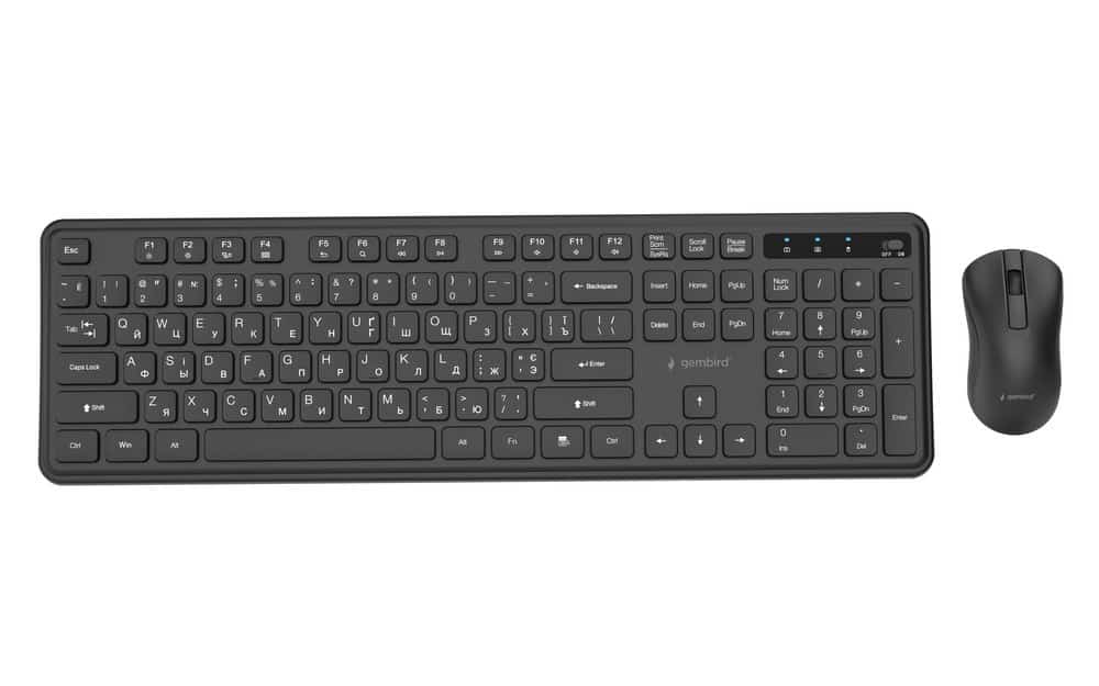 GEMBIRD BEZPRZEWODOWY ZESTAW KLAWIATURY + MYSZ SLIM PRO BUSINESS NA BIURKO, CZARNY, UKŁAD RU