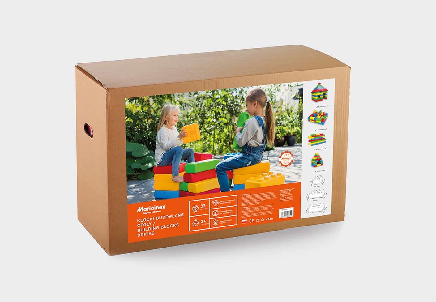 Klocki budowlane "cegły" Marioinex, 33 elementy