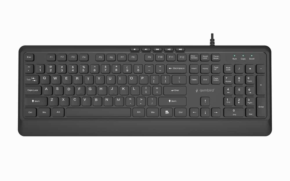 GEMBIRD KLAWIATURA PRZEWODOWA SLIM, 5 HOTKEYS, CZARNA