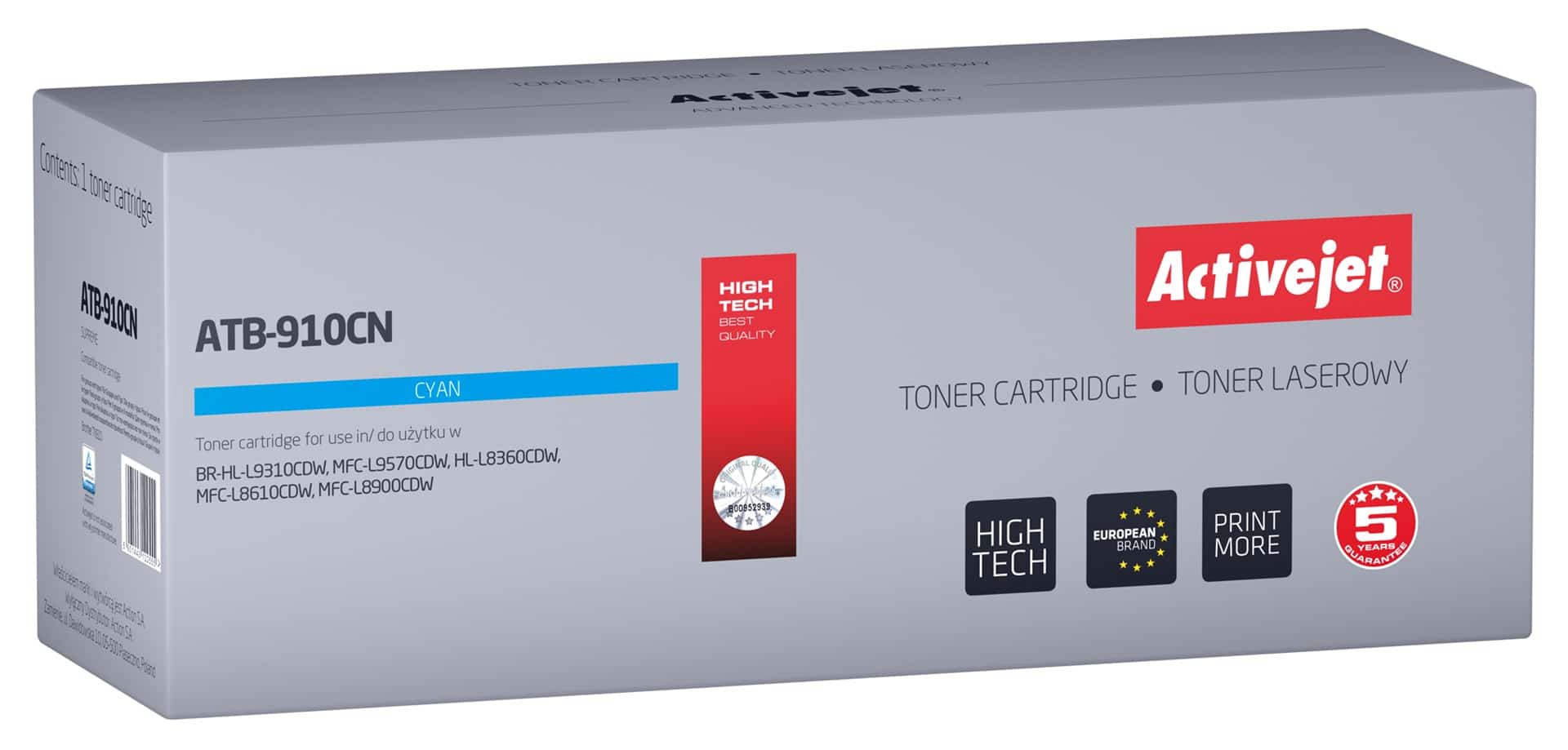 Activejet ATB-910CN Toner (zamiennik Brother TN910C; Supreme; 9000 stron; niebieski)