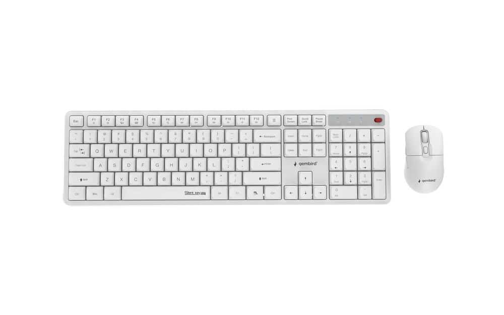 GEMBIRD BEZPRZEWODOWY ZESTAW KLAWIATURY + MYSZ SILENT KEY PRO BUSINESS, BIAŁY, UKŁAD US