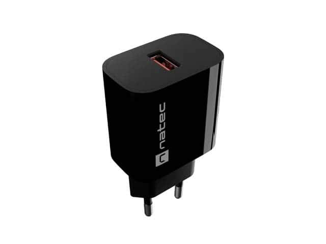 NATEC ŁADOWARKA SIECIOWA RIBERA 1X USB-A 18W CZARN