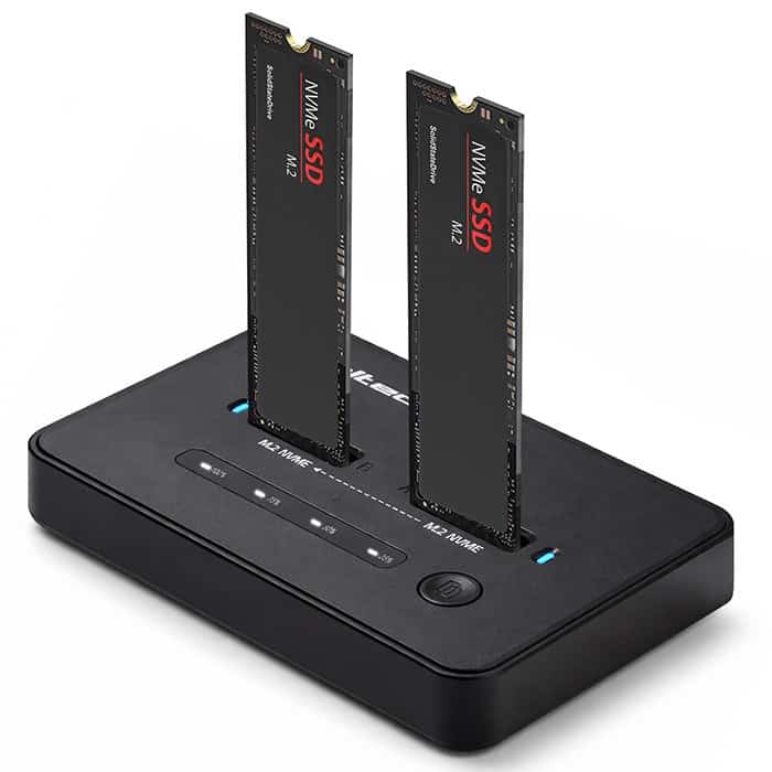 QOLTEC STACJA DOKUJĄCA SSD M.2 NVME | PCIE | USB-C | 20GB/S | DUAL 2X8TB | KLONOWANIE OFFLINE