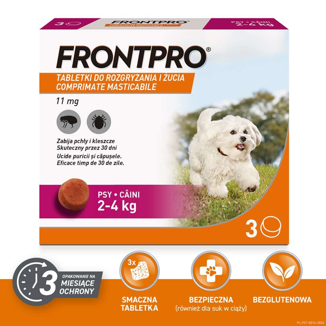 FRONTPRO Tabletki na pchły i kleszcze dla psa (2-4 kg) - 3x 11,3mg