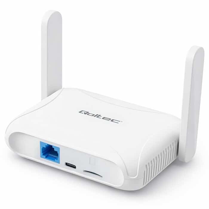 QOLTEC ROUTER 4G LTE WI-FI 6 | AX300 | 2.4GHZ | DUAL ANTENA | USB-C | MICRO SIM