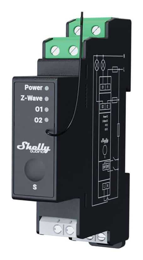 Sterownik dwukanałowy na szynę DIN z pomiarem energii Z-Wave Shelly Qubino Wave Pro 2
