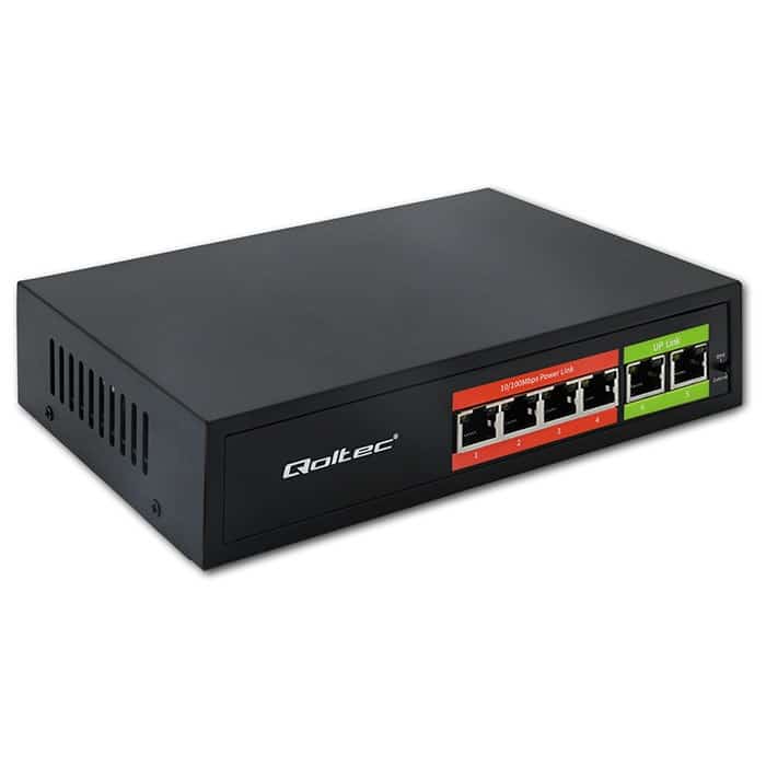 QOLTEC SWITCH POE 4XRJ45 | 2XRJ45 UPLINK | 65W | 10/100MB/S