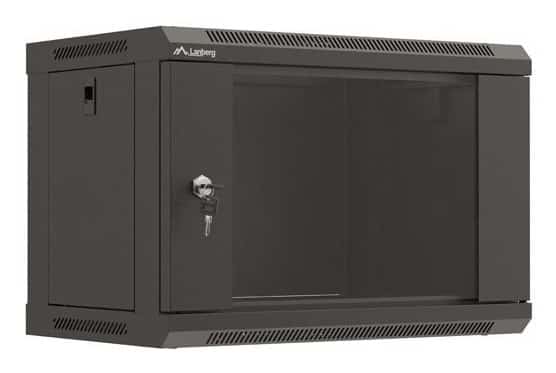 LANBERG SZAFA INSTALACYJNA RACK WISZĄCA 19" 6U 540X350 CZARNA DRZWI PRZESZKLONE (FLAT PACK)