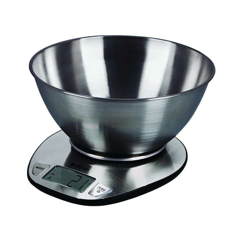 ELDOM WAGA KUCHENNA ELEKTRONICZNA WK320S RENA DOKŁADNOSĆ 1 G WAŻY DO 5 KG WYŚWIETLACZ LED STALOWA Z MISKĄ