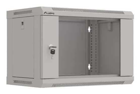 LANBERG SZAFA INSTALACYJNA RACK WISZĄCA 19" 6U 540X350 SZARA DRZWI PRZESZKLONE (FLAT PACK)