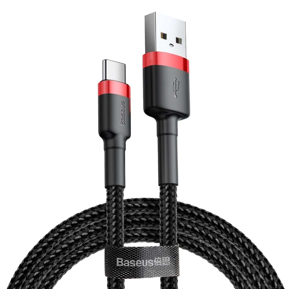 Kabel Baseus Cafule CATKLF-A91 (USB 2.0 - USB typu C ; 0,50m; kolor czarno-czerwony)
