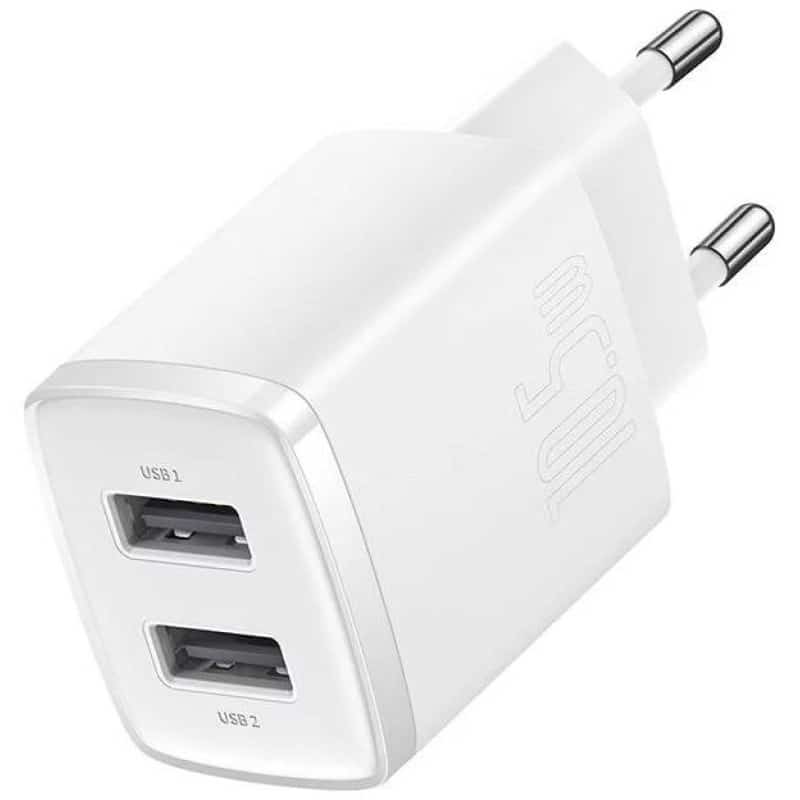 Baseus Compact ładowarka sieciowa 2x USB 10.5W biały (CCXJ010202)