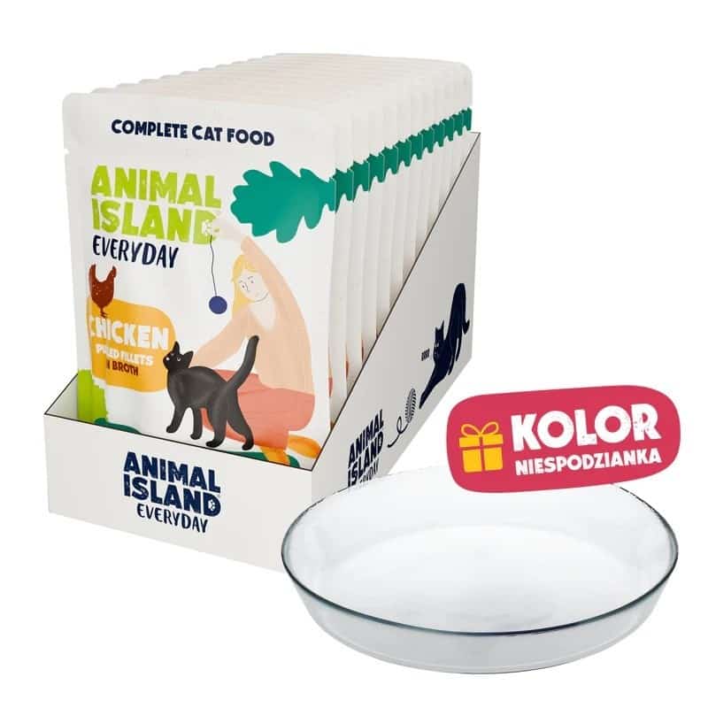 ANIMAL ISLAND Kurczak w filecie 12x85g+talerzyk