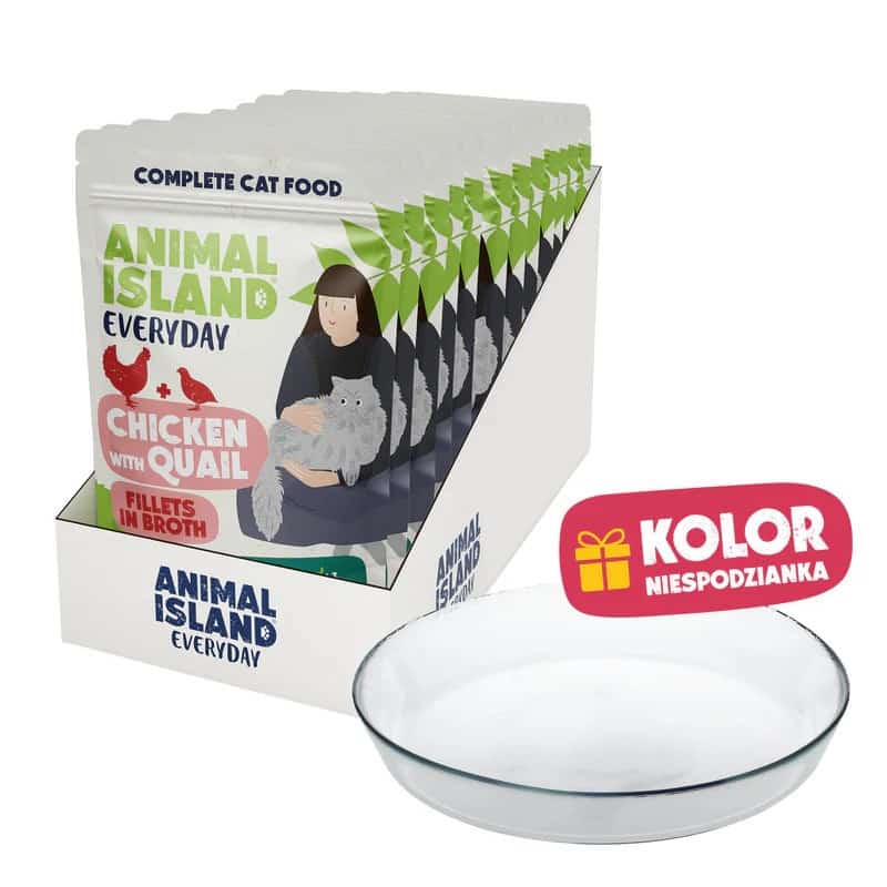 ANIMAL ISLAND kurczak z przepiórką 12x85g+talerzyk