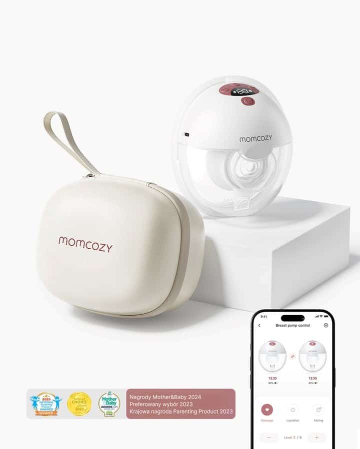 MOMCOZY M5 inteligentny noszony laktator z obsługą aplikacji, czerwony – pojedynczy zestaw