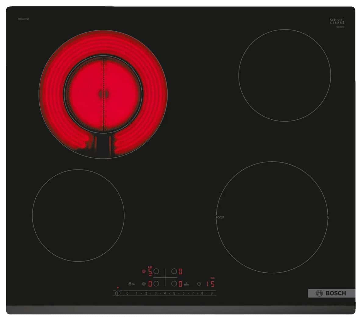Płyta ceramiczna Bosch PKF631FP3E Serie 4 60 cm | 4 pola | PowerBoost | timer | czarny | bezramkowa (OUTLET)