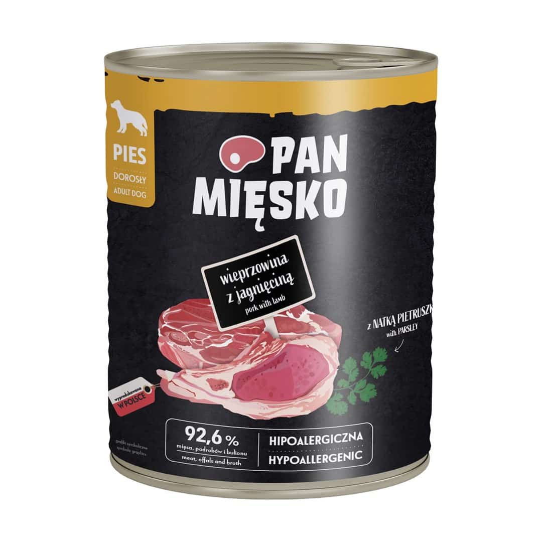 Pan Mięsko Karma mokra dla psa Wieprzowina z jagnięciną (dorosły) 800g
