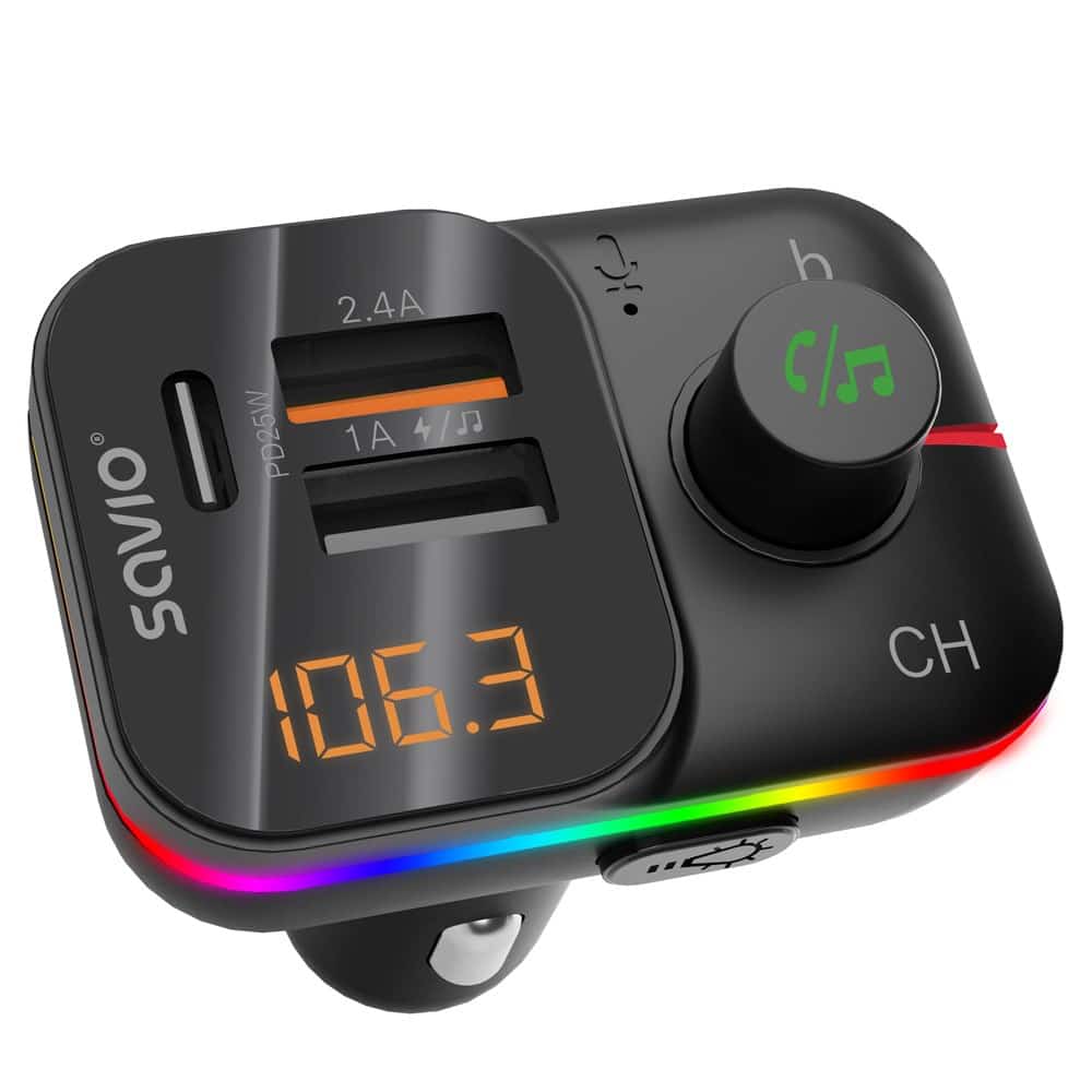 SAVIO TRANSMITER FM Z BLUETOOTH I ŁADOWARKĄ PD TR-18